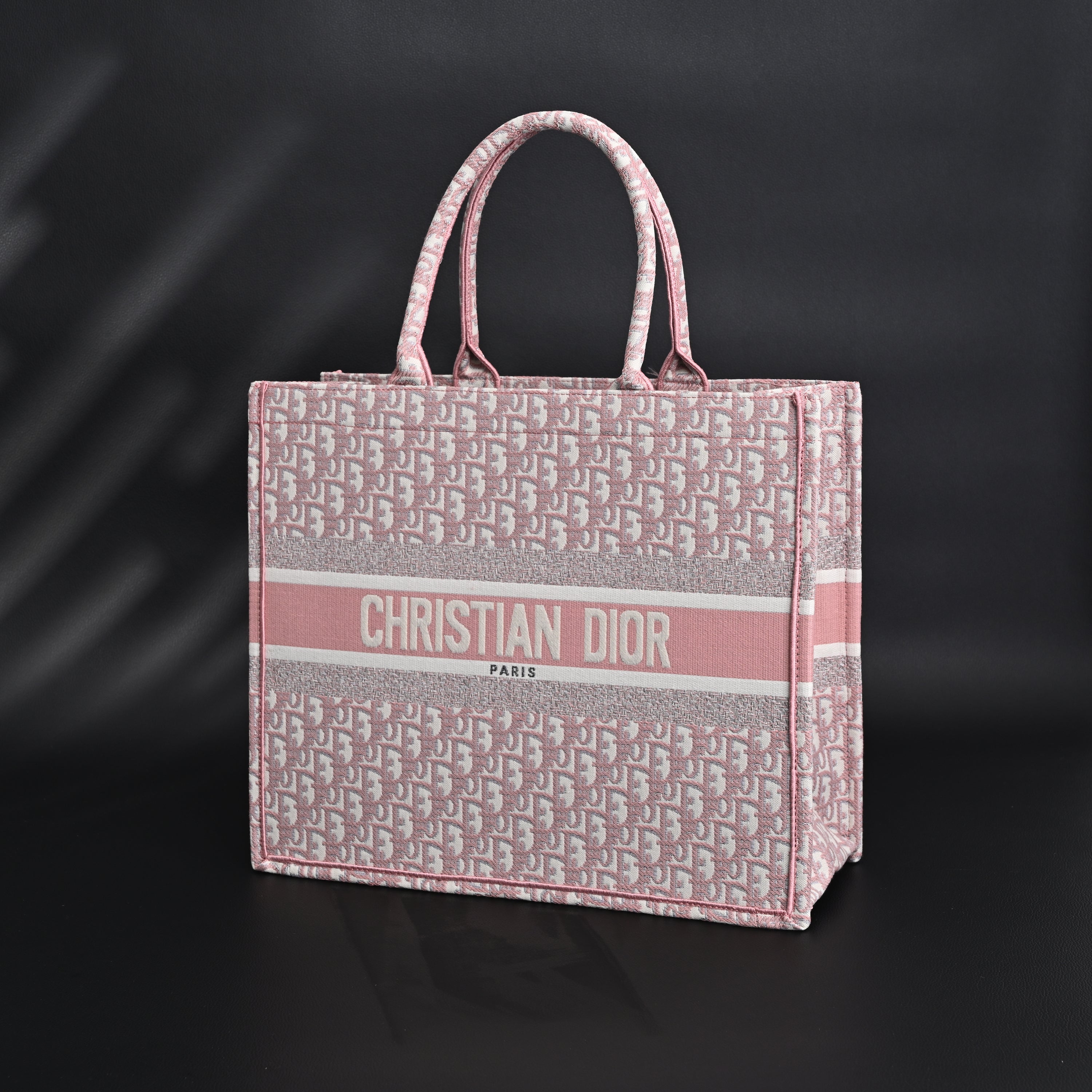 Christian Large Book Tote  Pink Oblique Embroidery