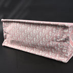 Book Tote Oblique Embroidered Canvas Bag  Large Pink