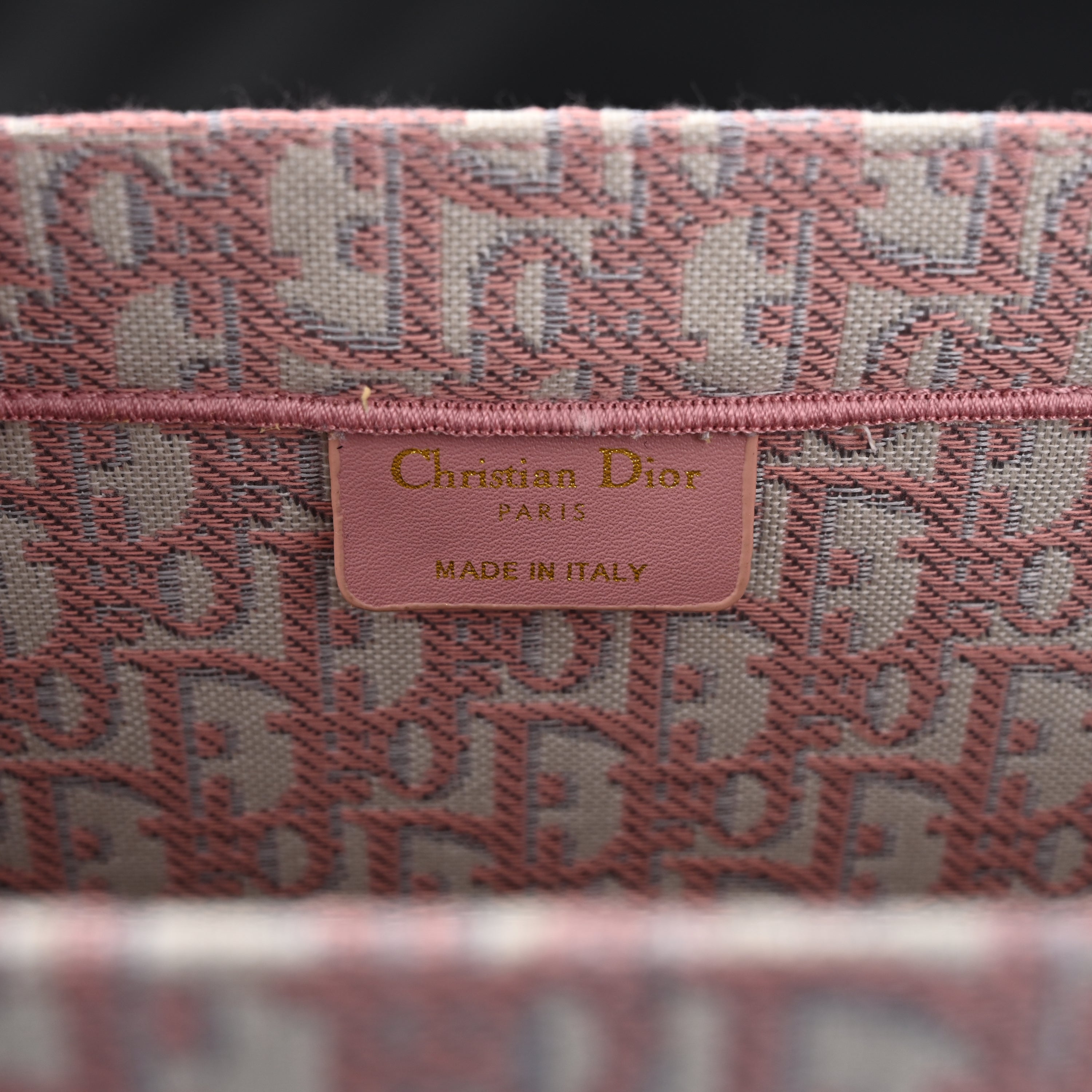 Christian Large Book Tote  Pink Oblique Embroidery