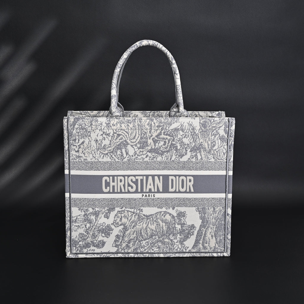 Christian Large Book Tote  Toile de Jouy Embroidery