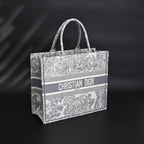 Christian Large Book Tote  Toile de Jouy Embroidery