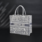 Christian Large Book Tote  Toile de Jouy Embroidery