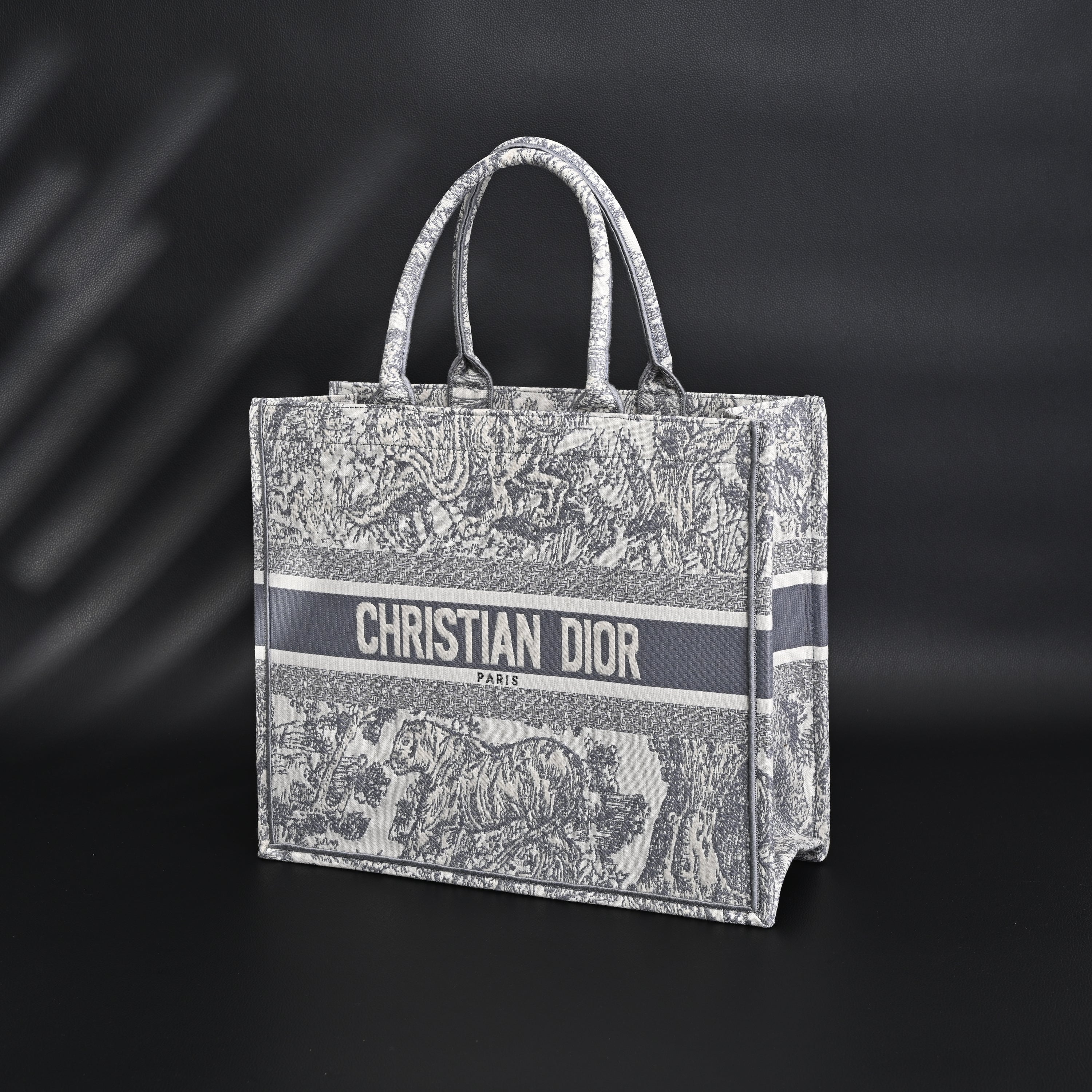 Christian Large Book Tote  Toile de Jouy Embroidery