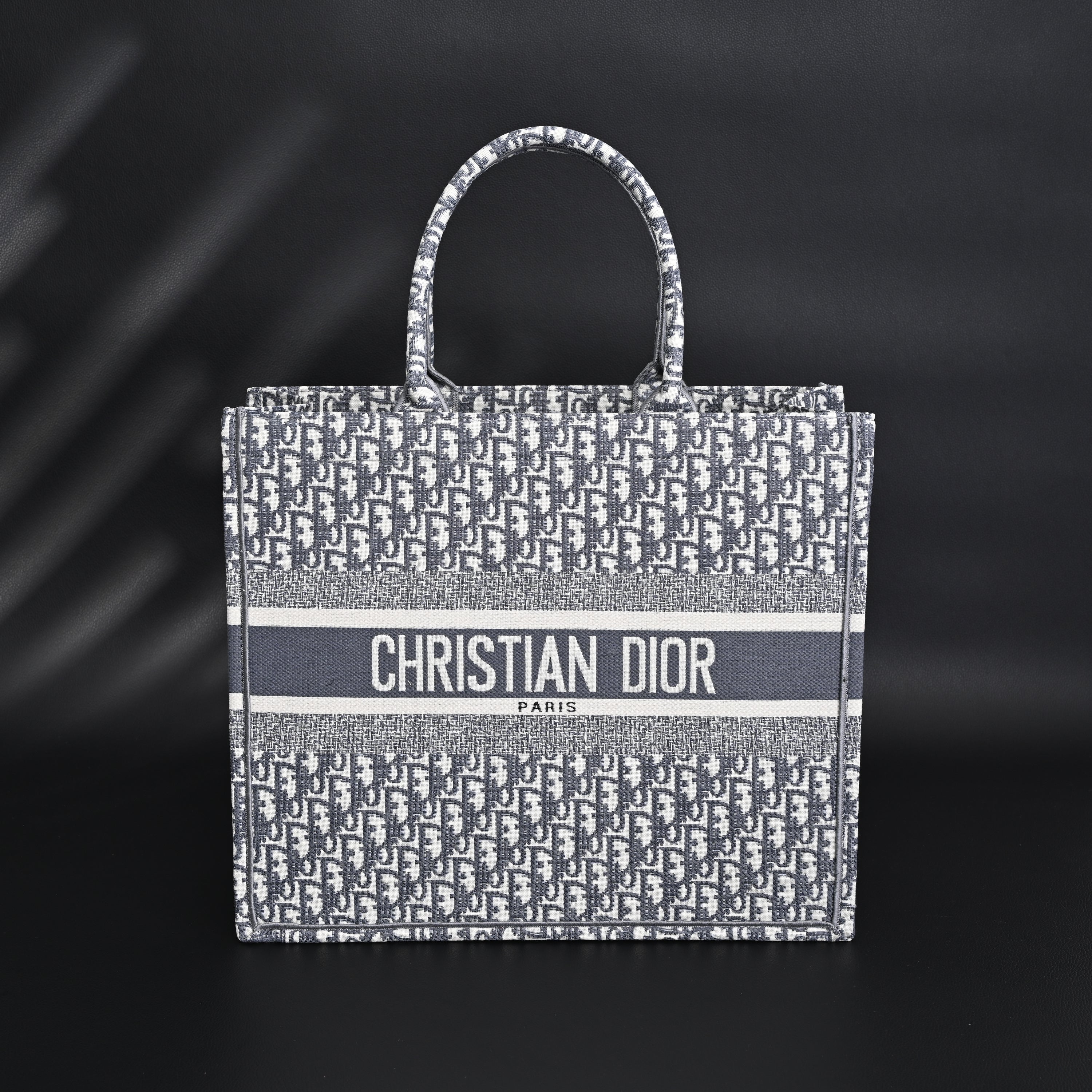 Christian Large Book Tote  Grey Oblique Embroidery