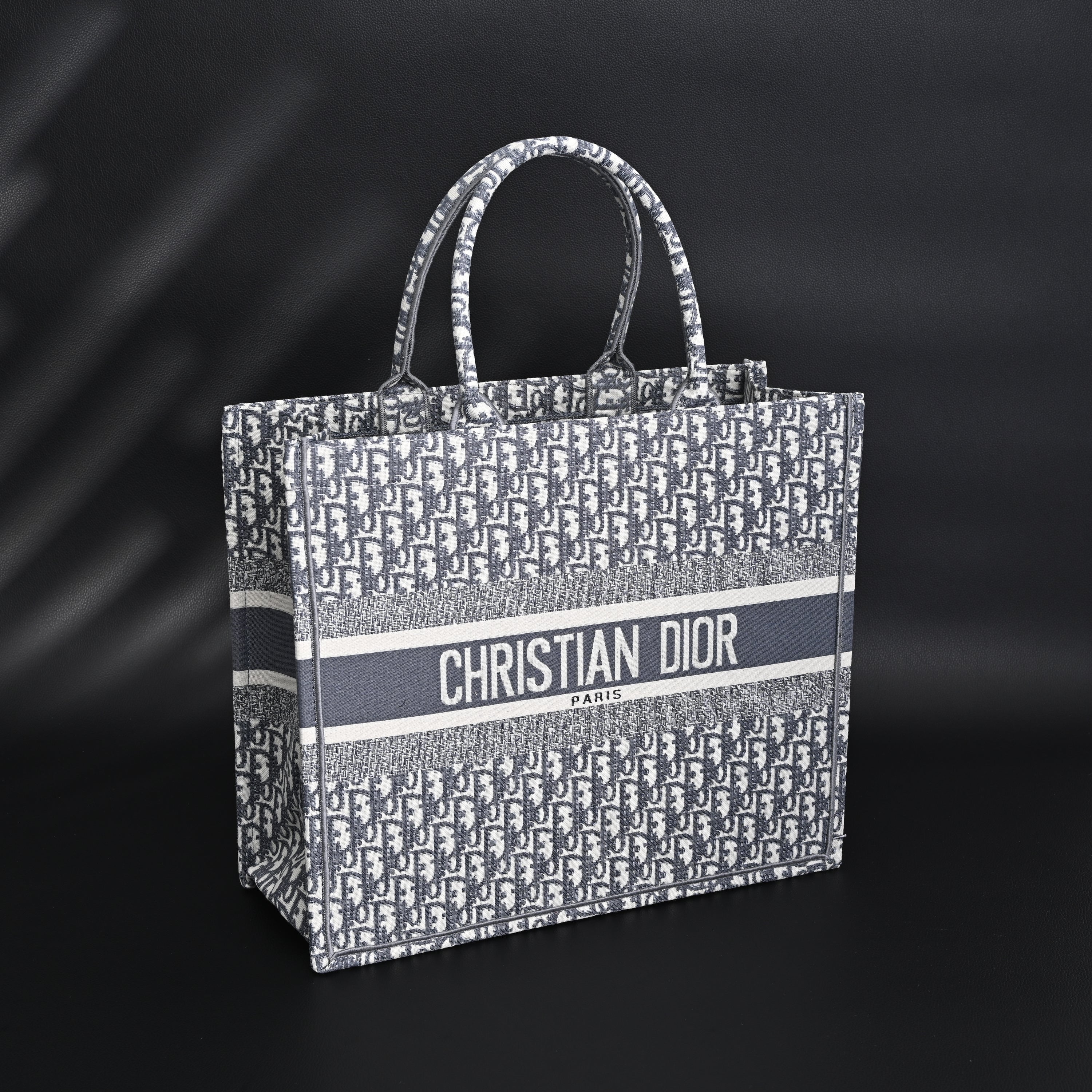 Christian Large Book Tote  Grey Oblique Embroidery