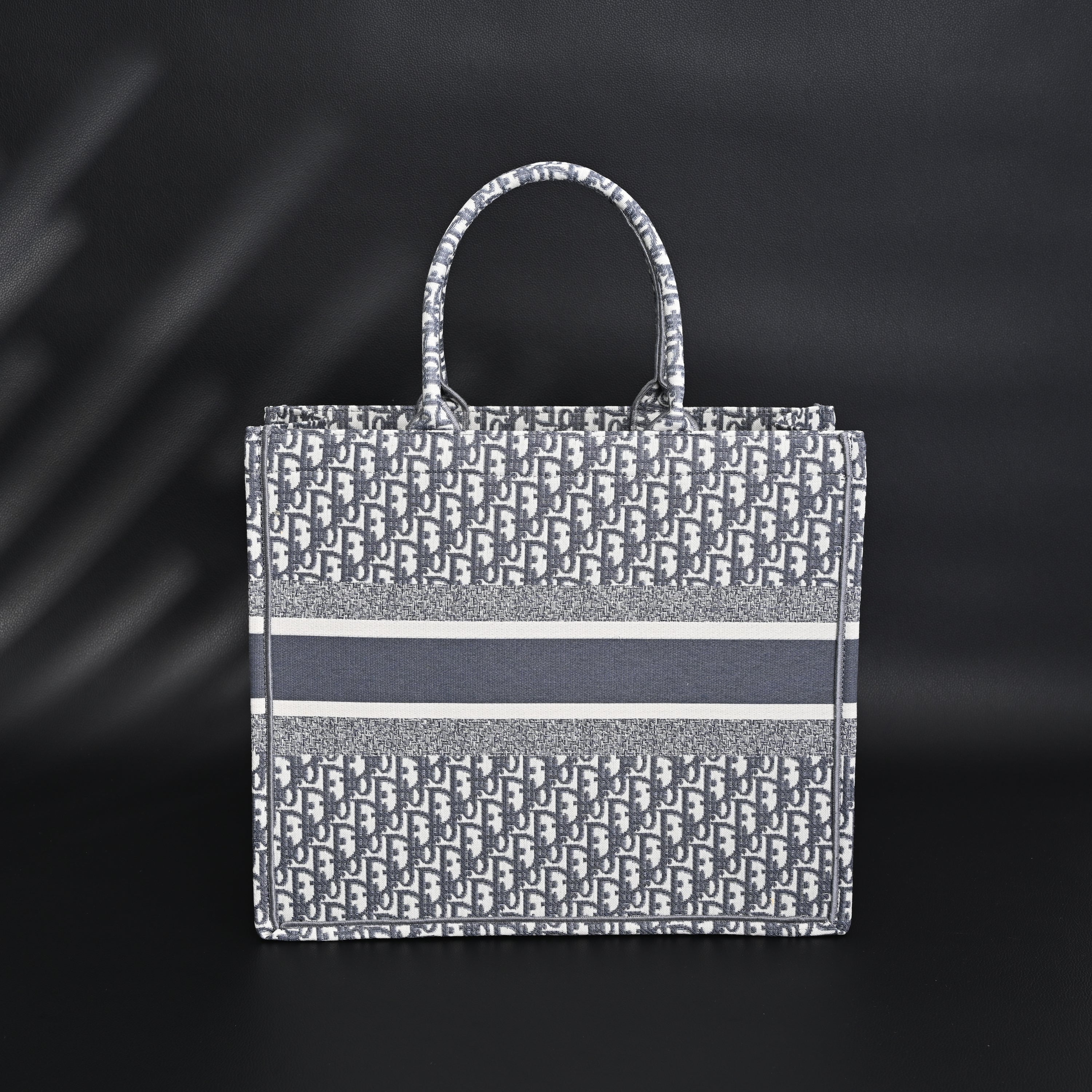 Christian Large Book Tote  Grey Oblique Embroidery