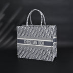 Christian Large Book Tote  Grey Oblique Embroidery
