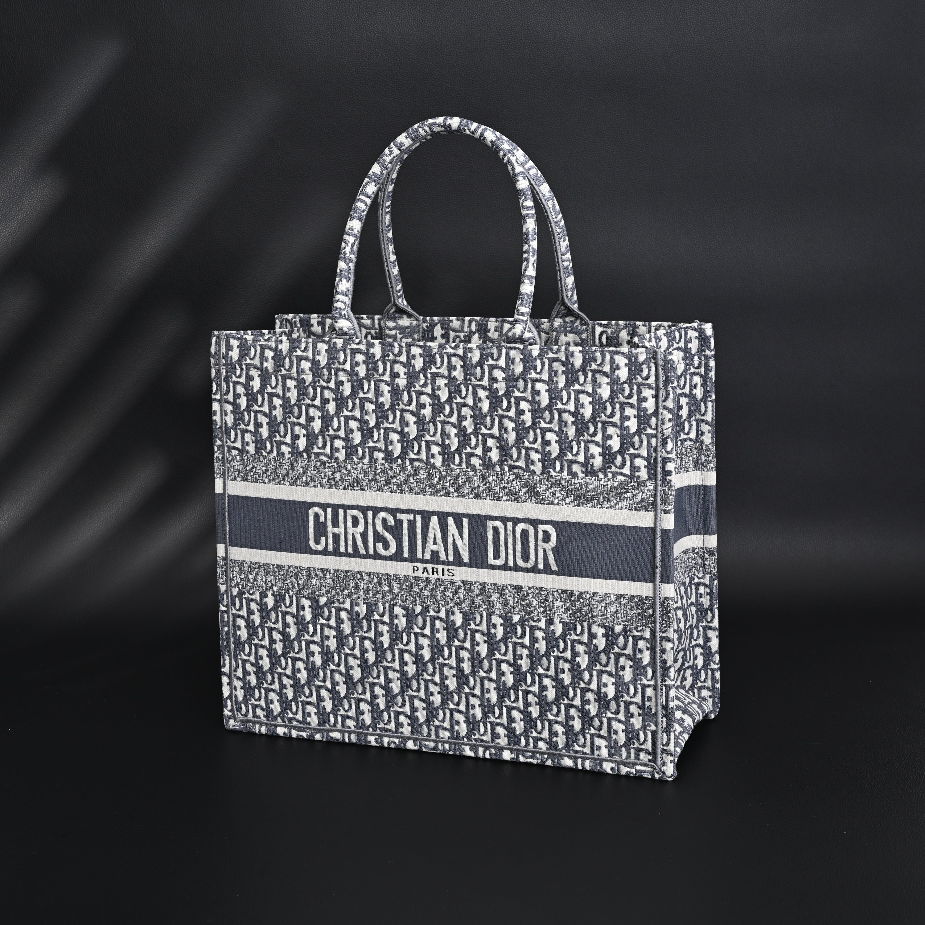 Christian Large Book Tote  Grey Oblique Embroidery