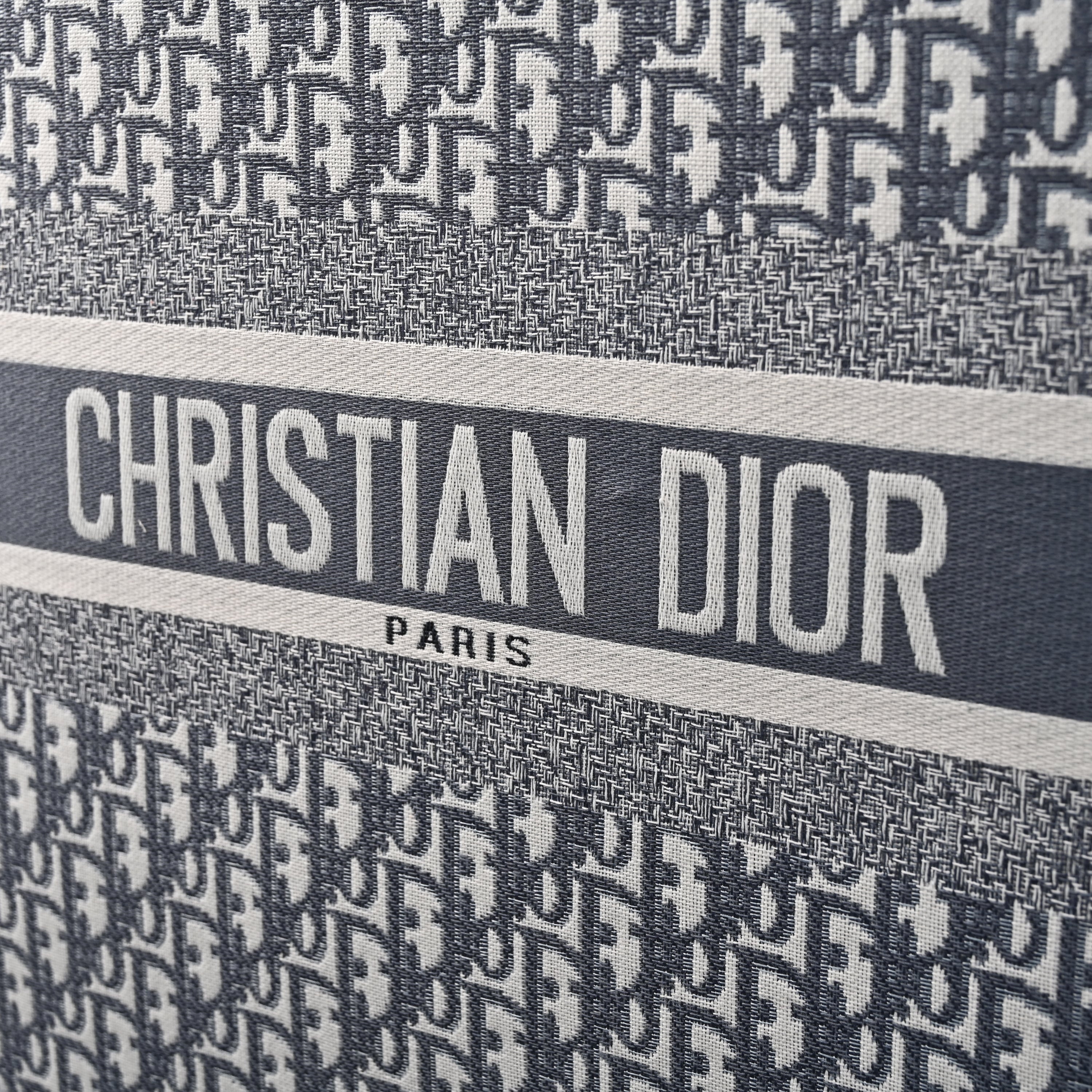 Christian Large Book Tote  Grey Oblique Embroidery