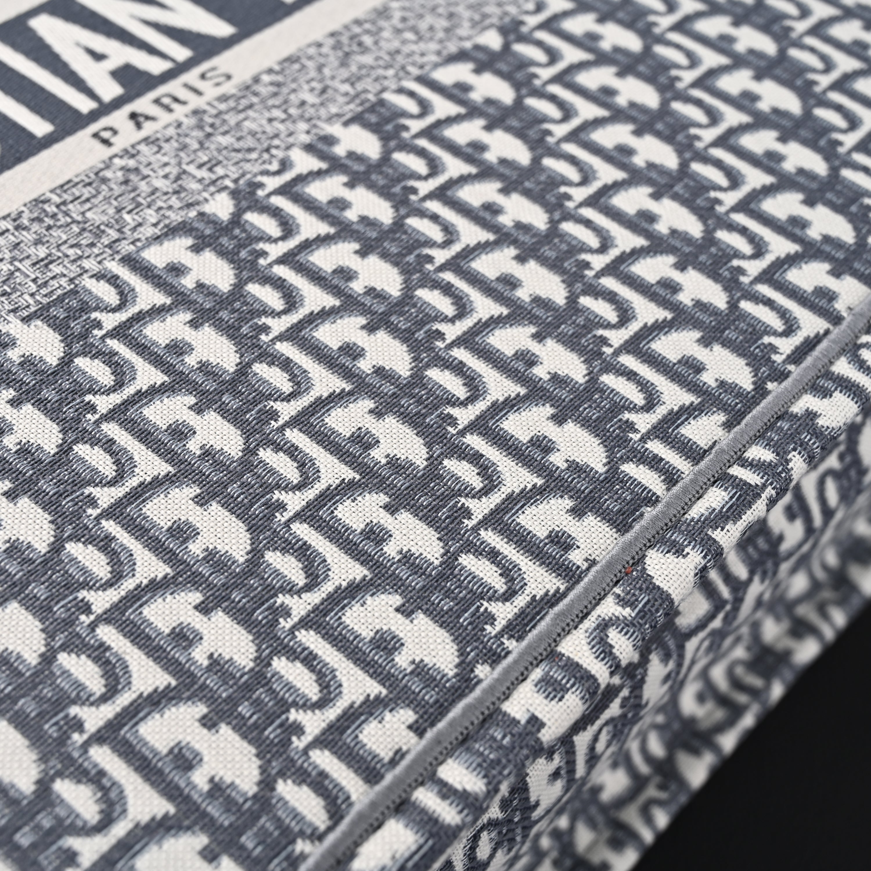 Christian Large Book Tote  Grey Oblique Embroidery
