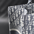 Christian Large Book Tote  Grey Oblique Embroidery