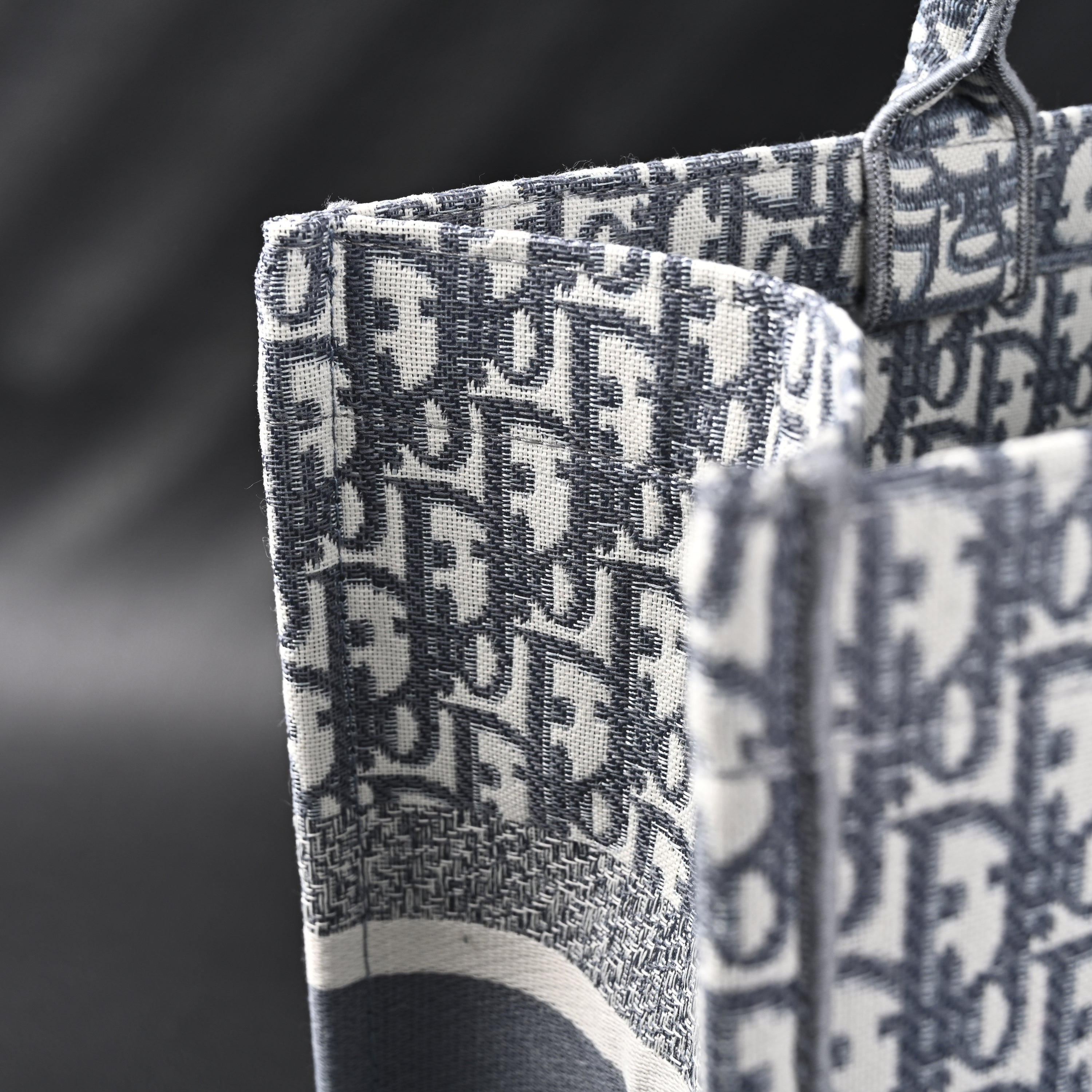 Christian Large Book Tote  Grey Oblique Embroidery