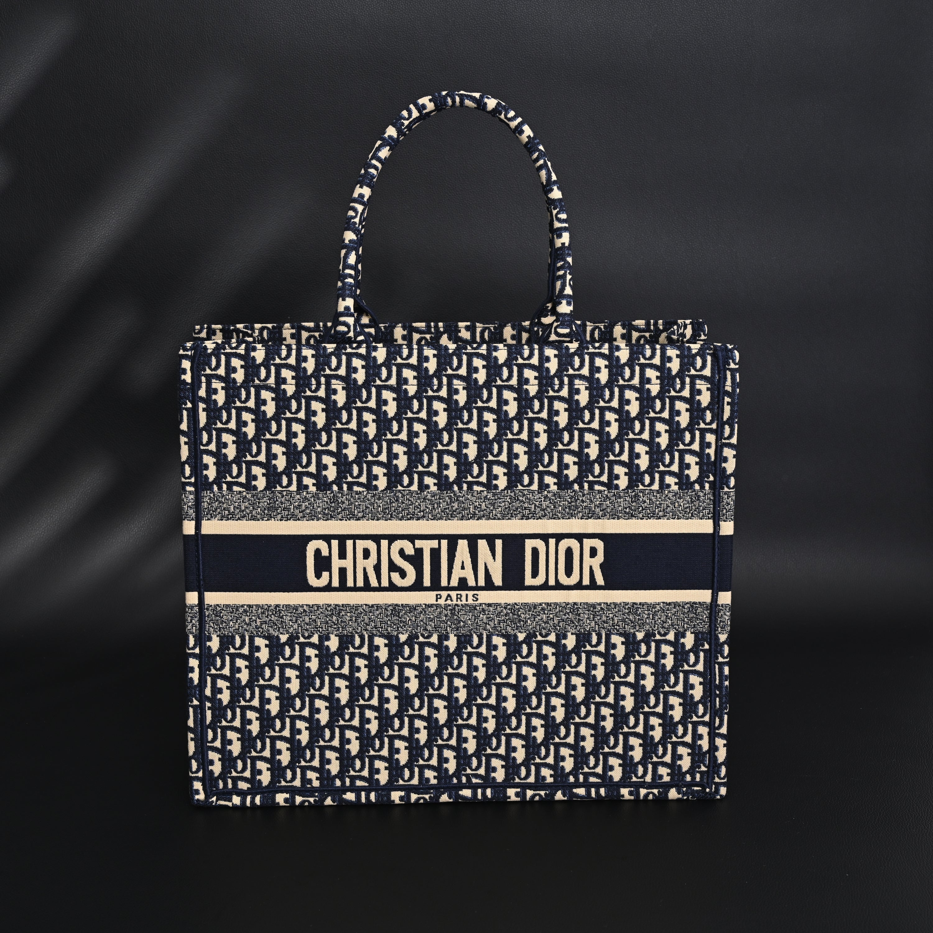 Christian Large Book Tote  Blue Oblique Embroidery