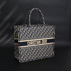 Christian Large Book Tote  Blue Oblique Embroidery