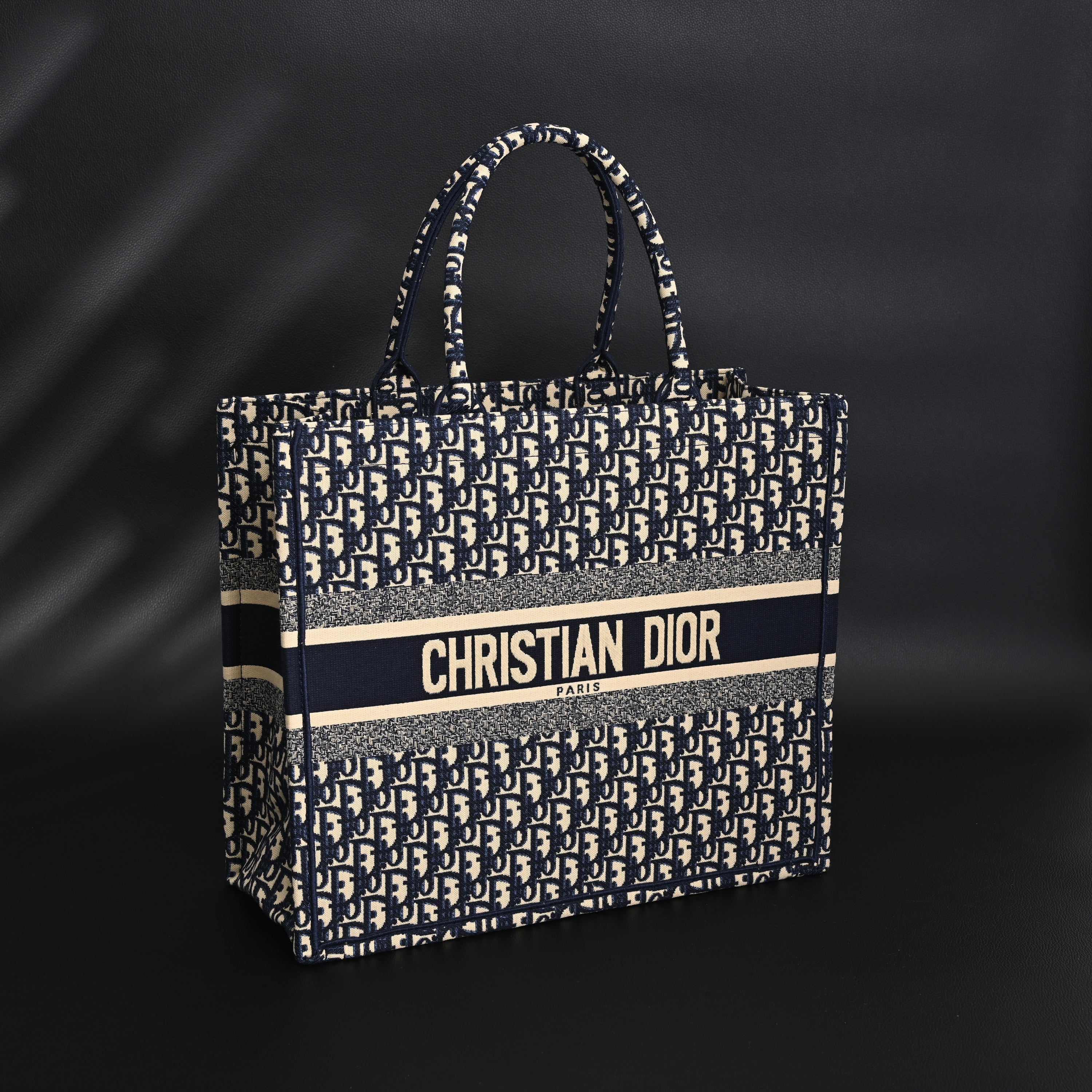 Christian Large Book Tote  Blue Oblique Embroidery