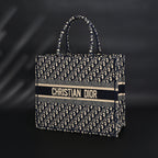 Christian Large Book Tote  Blue Oblique Embroidery
