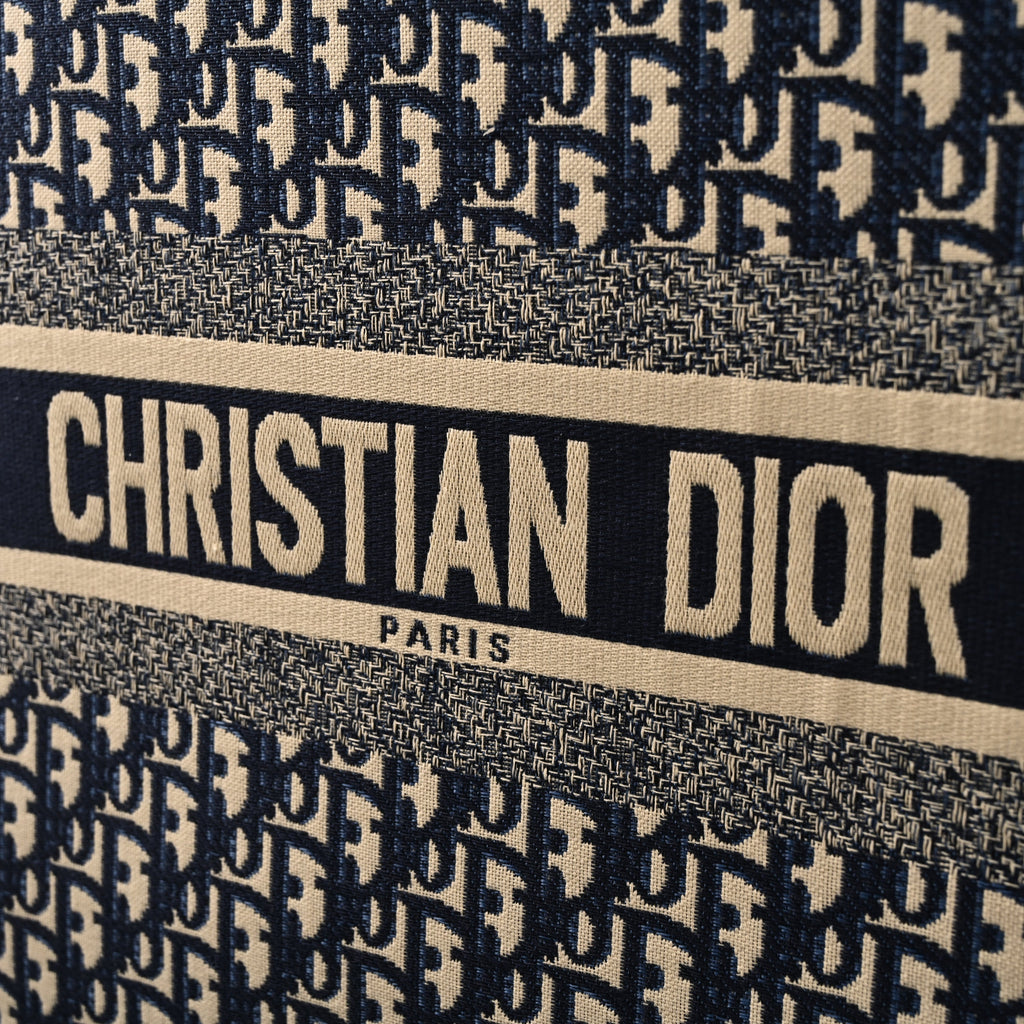 Christian Large Book Tote  Blue Oblique Embroidery