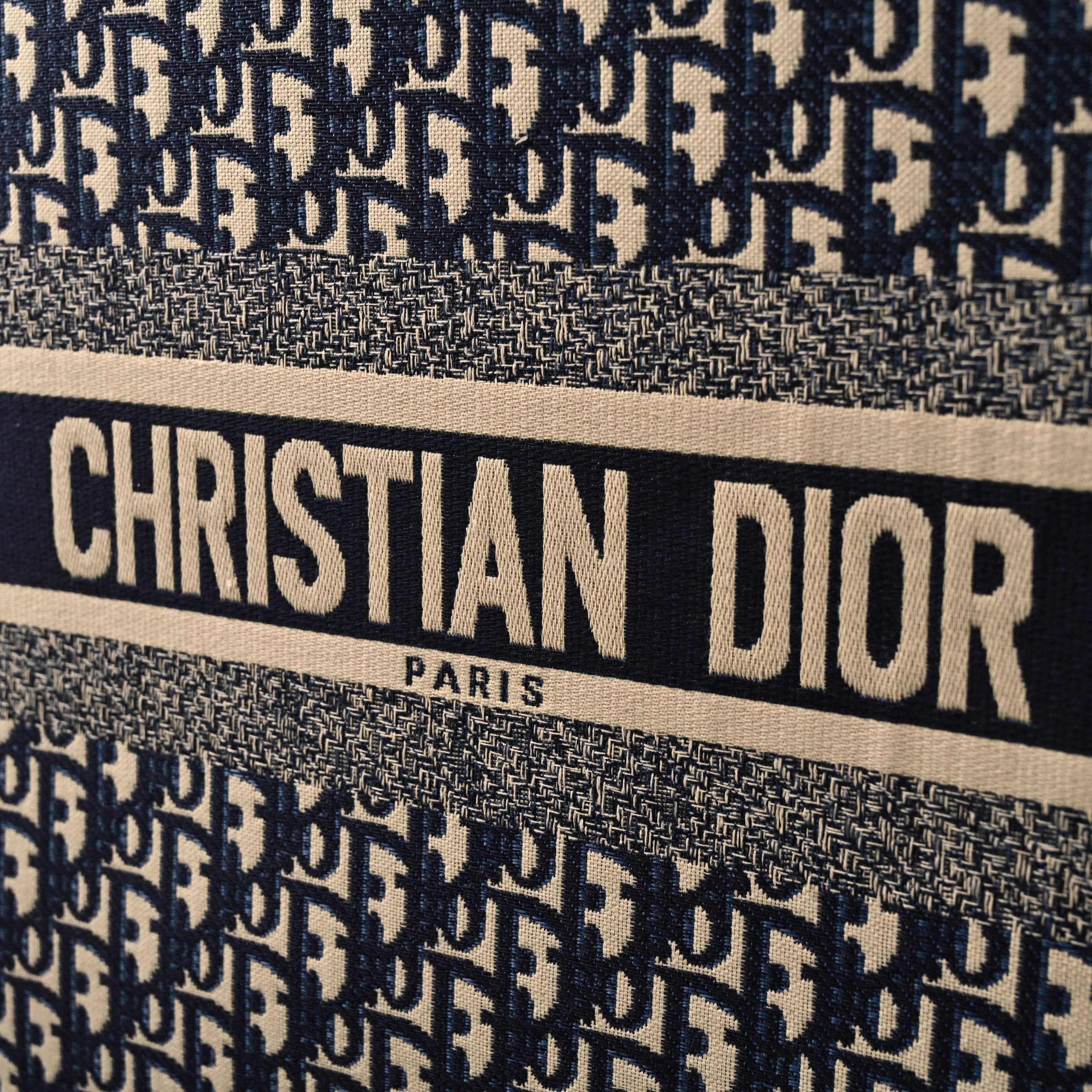 Christian Large Book Tote  Blue Oblique Embroidery