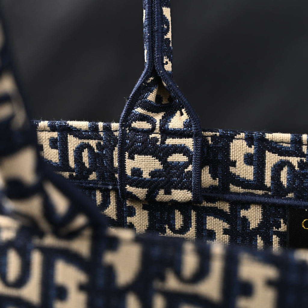 Christian Large Book Tote  Blue Oblique Embroidery