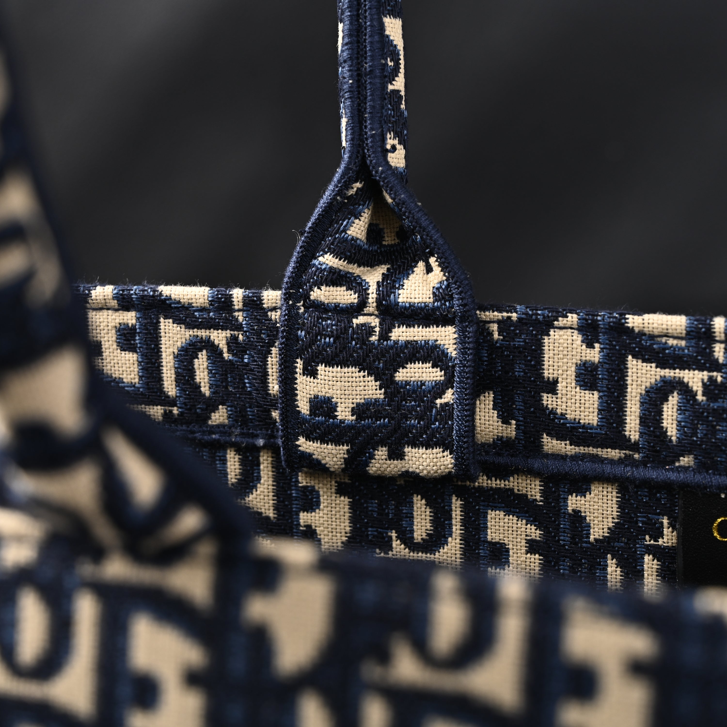 Christian Large Book Tote  Blue Oblique Embroidery