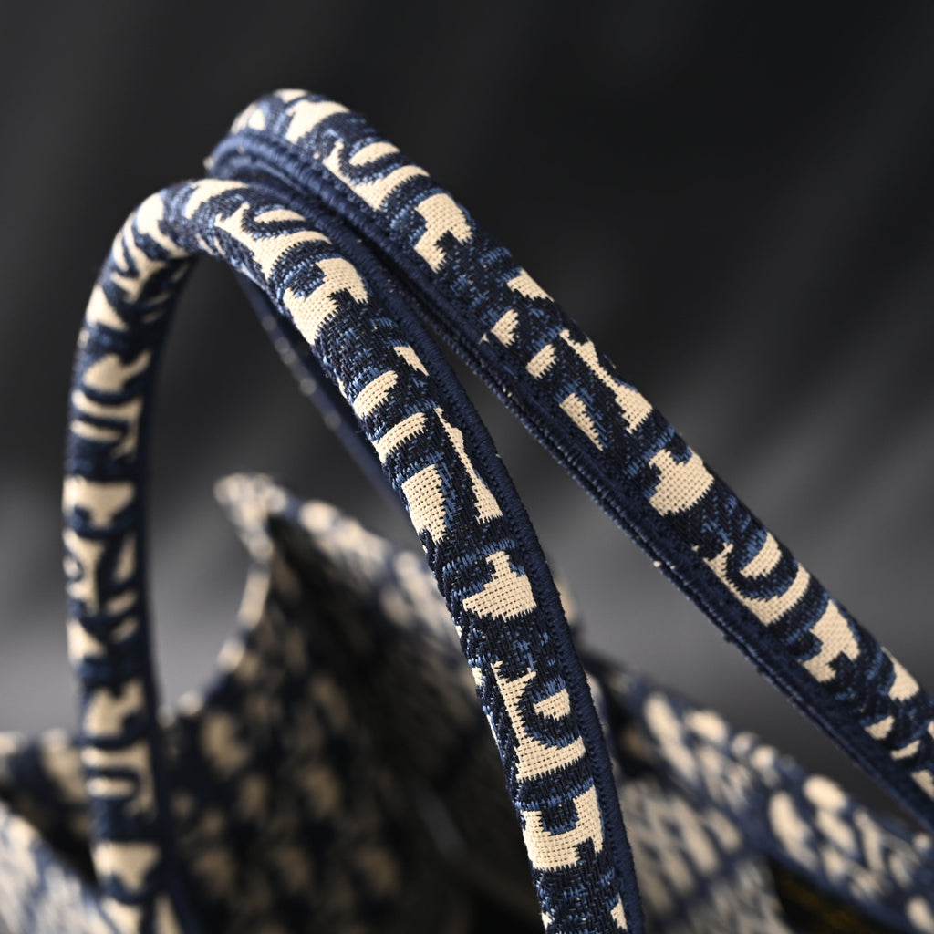 Christian Large Book Tote  Blue Oblique Embroidery