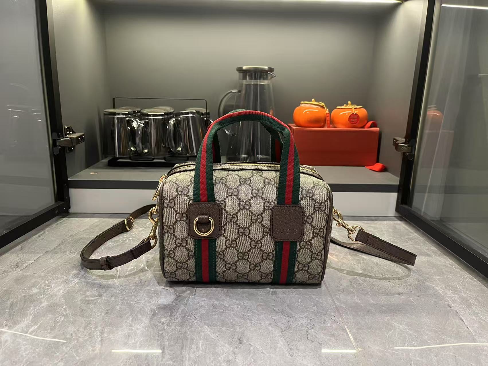 Mini GG Handbag - Beige and dark brown