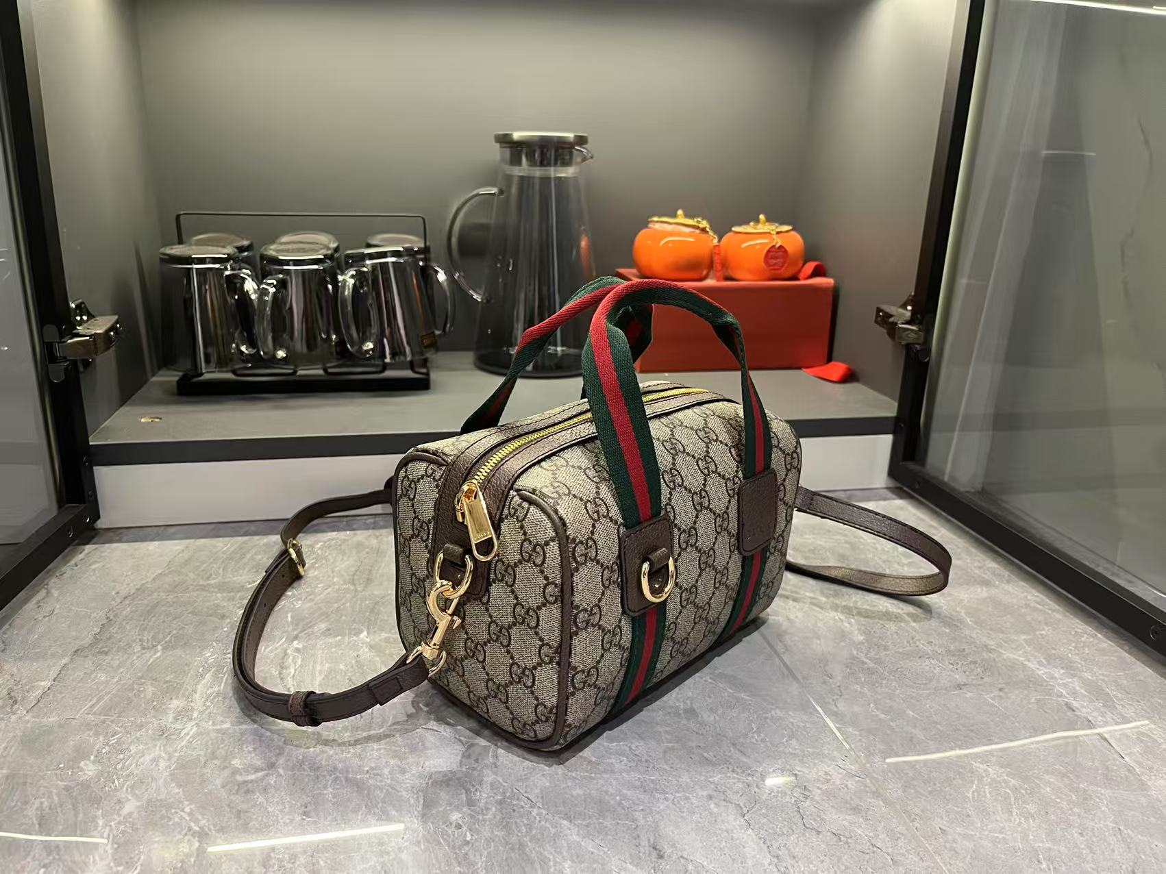 Mini GG Handbag - Beige and dark brown
