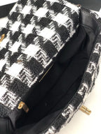 19 Black and white wool tweed small Flap Bag