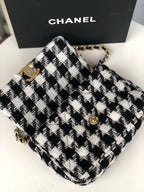 19 Black and white wool tweed small Flap Bag