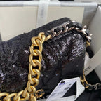 sequin 19 Flap Bag Black