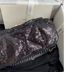 sequin 19 Flap Bag Black