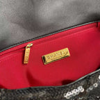 sequin 19 Flap Bag Black
