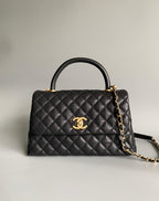 medium flap Bag black With Coco Handle