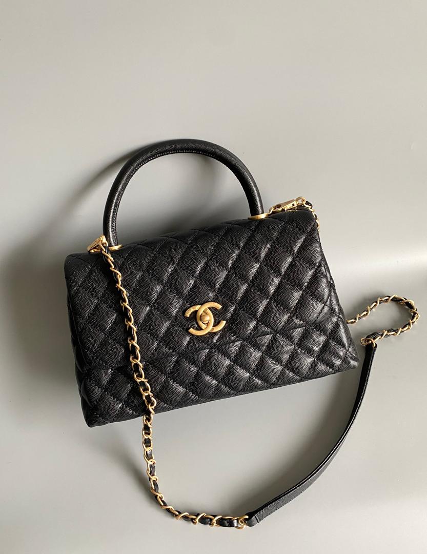 medium flap Bag black With Coco Handle