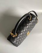 medium flap Bag black With Coco Handle