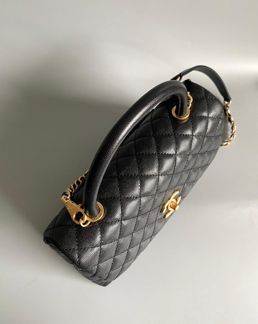 medium flap Bag black With Coco Handle