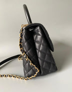 medium flap Bag black With Coco Handle
