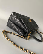 medium flap Bag black With Coco Handle