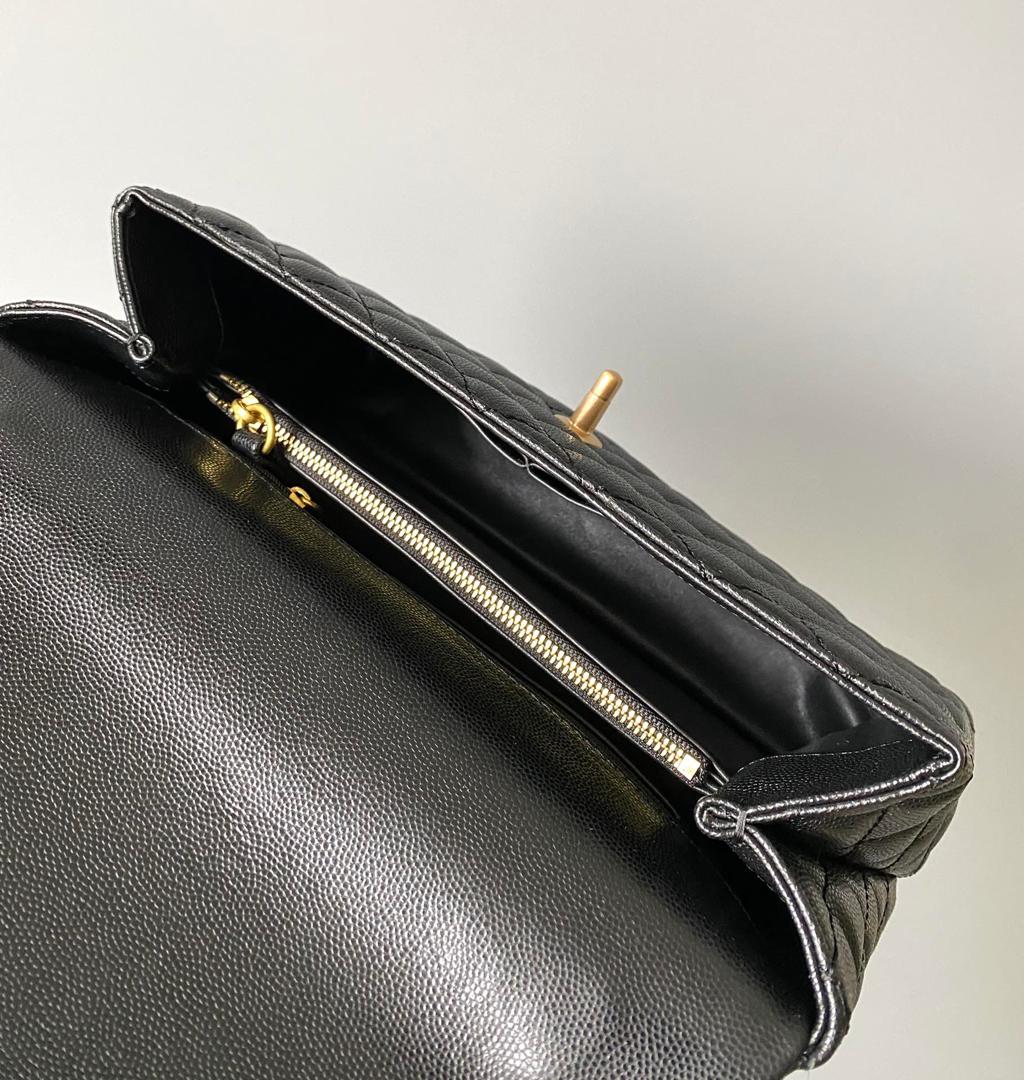 medium flap Bag black With Coco Handle