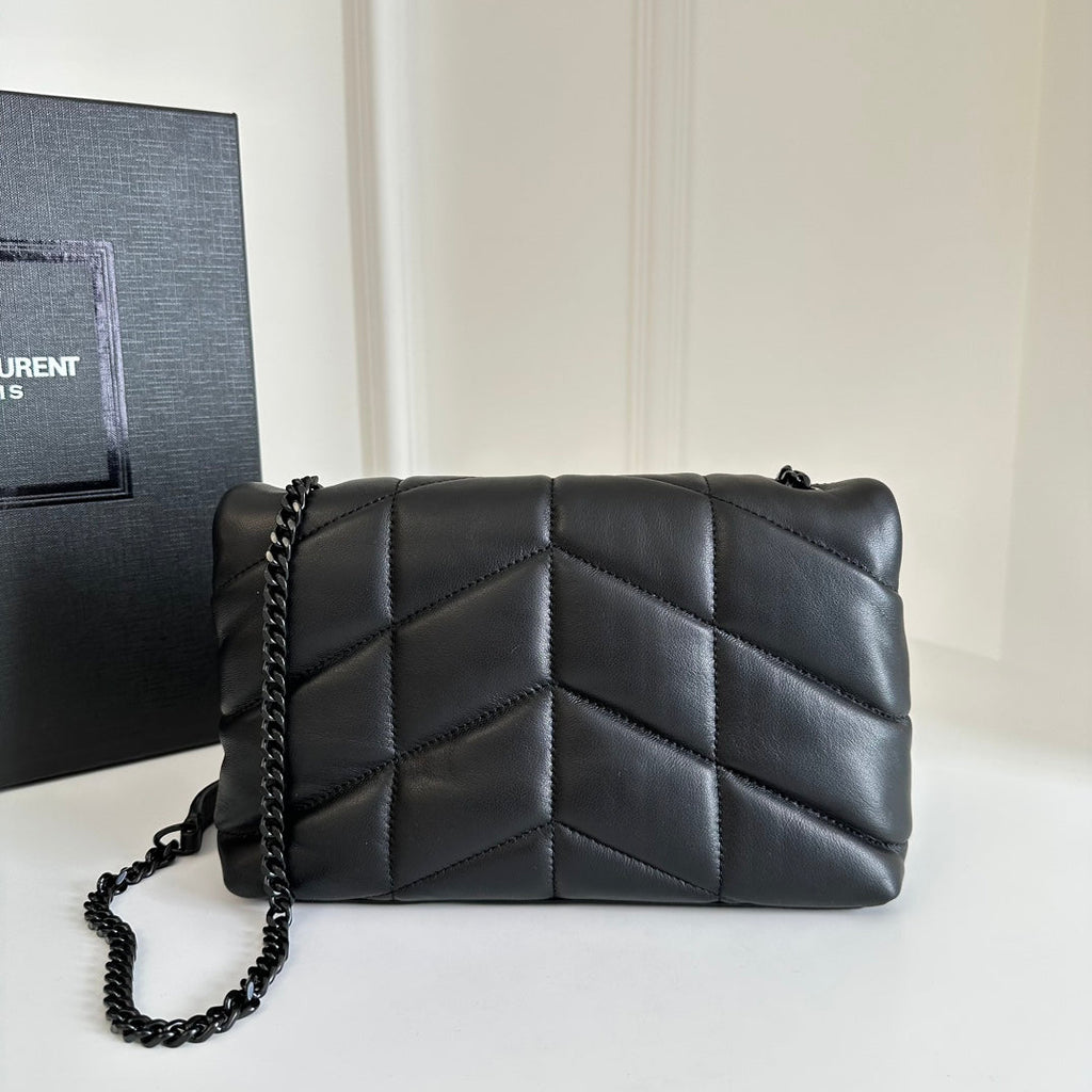 Loulou Puffer Toy Bag In Quilted Lambskin Black Size 23x15.5x8.5