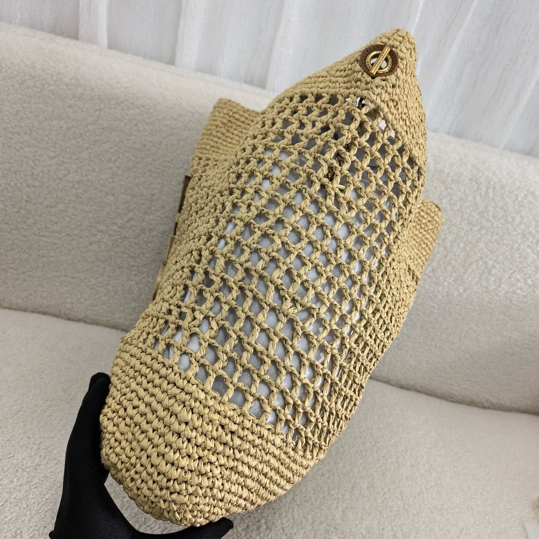 SAINT LAURENT Raffia Icare Tote Bag