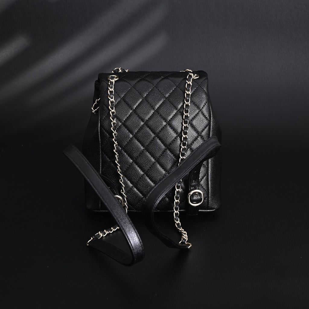 Duma Backpack  Black Quilted Lambskin with Gold-Tone Hardware (24A Collection)