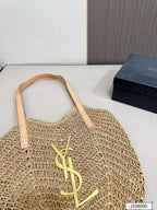 SAINT LAURENT Vacation Casual Raffia Woven Tote Bag 35x32cm