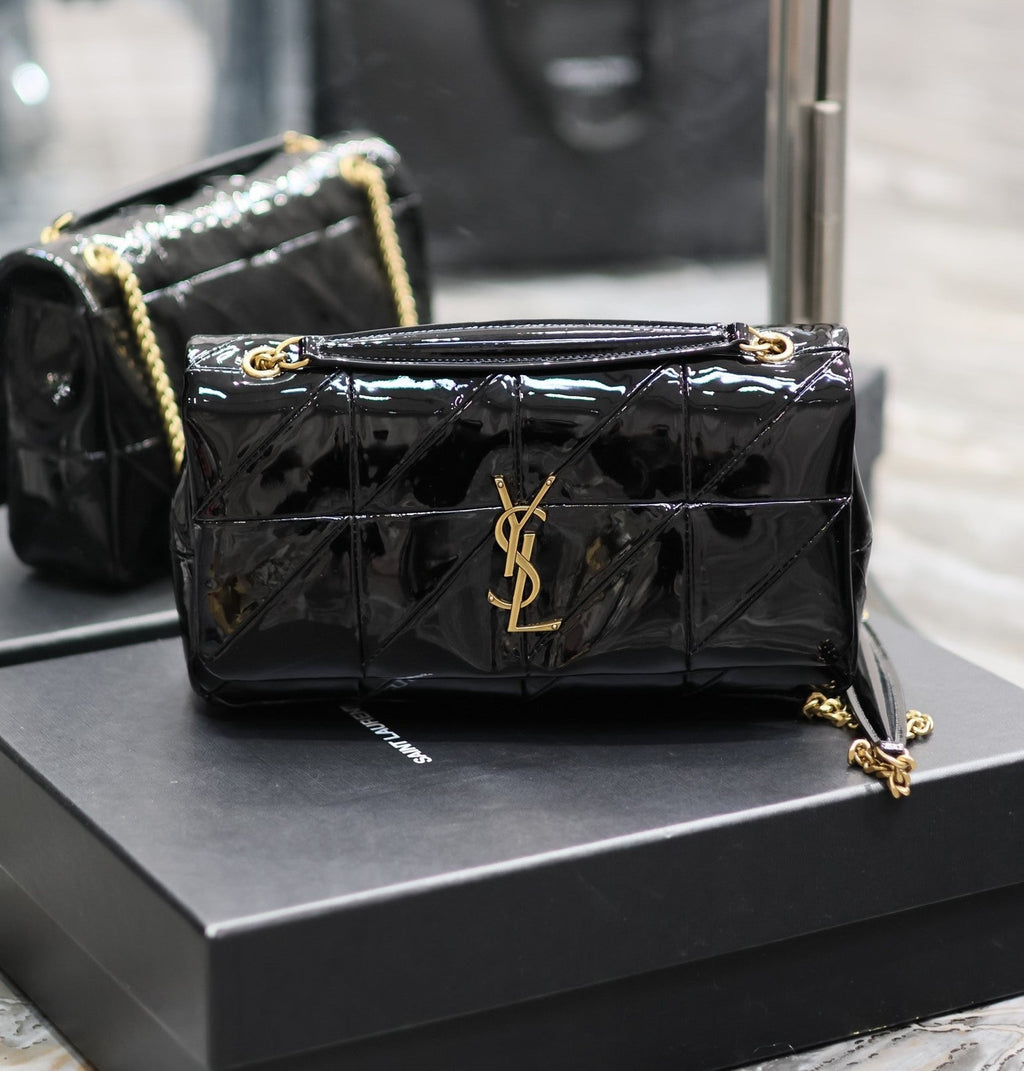 Jaime Patent Black Bag - 25x15x7.5cm