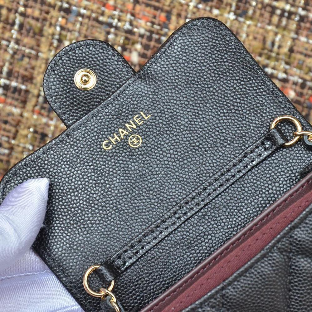 mini wallet on chain caviar Leather