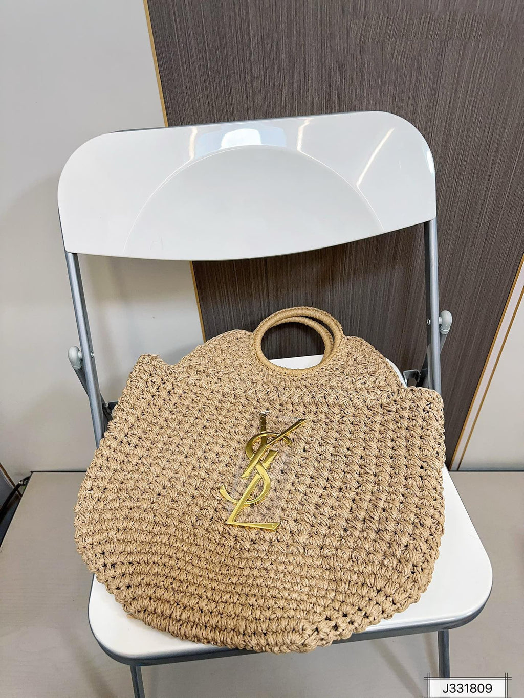 SAINT LAURENT Summer Raffia Tote Bag 41x37cm