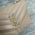 Small Loulou 23 Beige Leather Gold 23x17x9cm