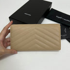 Long Wallet Beige Leather Gold Tone 10772  19cm
