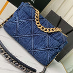 19 Denim Large Flap Bag