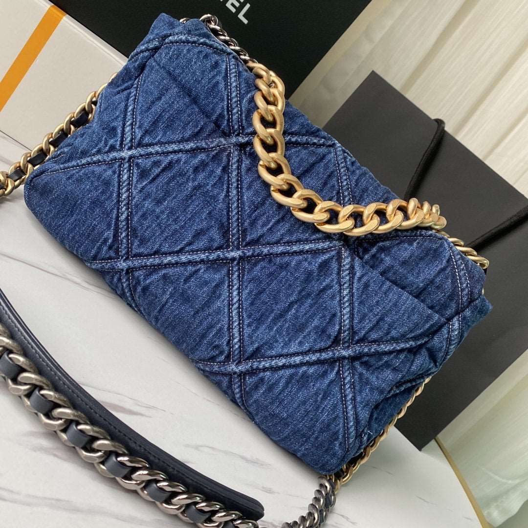 19 Denim Large Flap Bag